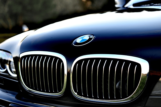 close up on bmw hood