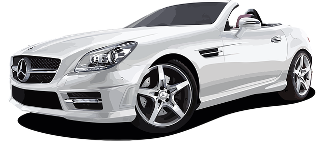 glossy white car on white background